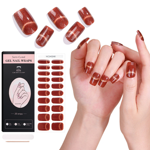 Bandes de gel semi-durcies pour ongles, design œil de chat dynamique et brillant, couleur pure, couverture complète, <span class=keywords><strong>vernis</strong></span> UV, pour manucure personnalisée - Product Image 2
