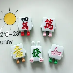 Desenhos animados tudo vai bem sorte Mahjong acessórios DIY geladeira adesivo banda pino material contas amuletos de resina plástica