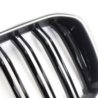 Calandre de voiture ABS noir brillant Double ligne Grille de pare-chocs avant avec lumière LED pour Bmw X3 G01 2018-2021