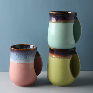 Tasse à café en grès personnalisable verte réactive <span class=keywords><strong>de</strong></span> style japonais <span class=keywords><strong>de</strong></span> 550ml avec poignée spéciale - Product Image 2