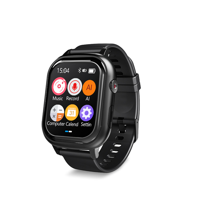 V82 AI Voice Activated Audio Recorder Watch 2.01 Inch Screen Dictaphone Ebook HIFI Music Player Smart Wrist Watch