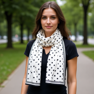 Foulard quadrato a pois 70x70 cm con bordo per donna, accessorio moda - Product Image 3