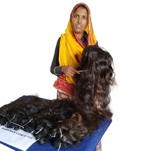 100% <b>Cheap</b> Virgin Indian Woman Machine Weft Natural Double Bundles Temple Human Hair Best Quality Wavy Human Hair - Product Image 1