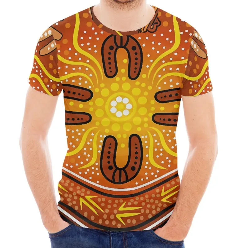 Plus Size Personalizar Em Branco Australiano Aboriginal Ultra Macio Poliéster Secagem Rápida Manga Curta Imprimir T Shirt Dos Homens Esporte T-shirts