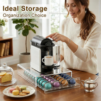 Organisateur de rangement moderne pour bureau à domicile en acrylique pour dosettes de café K-Cup, condiments et capsules d'espresso avec tiroir