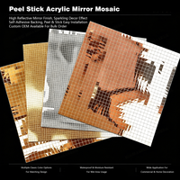 Mosaïque de miroir acrylique autocollante 200x200mm, tuiles carrées miniatures de 1mm, feuille décorative murale pour mariage, vente en gros, usine OEM
