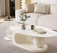 Table basse ovale moderne de luxe en pierre, design italien, petite table à thé pour salon