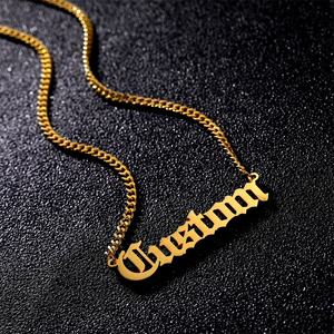 Nome personalizzato <span class=keywords><strong>collana</strong></span> ciondolo <span class=keywords><strong>collana</strong></span> personalizzato catene in acciaio inox per le donne e gli uomini di colore oro gioielli <span class=keywords><strong>con</strong></span> <span class=keywords><strong>targhetta</strong></span> - Product Image 2