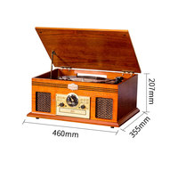 Ap02 — platine de réglage analogique FM, avec lecteur CD, entrée Aux, fonction BT, haut-parleurs stéréo intégrés, plateau tournant en bois