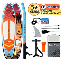Planche de paddle gonflable durable de 11' avec sac de transport et pompe, planche de SUP de 33" de large pour sports nautiques en rivière et en mer