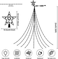Bestseller IP44 LED Weihnachtsbaum-Stern Wasserfall-Lichterkette für Außenbereich Garten Heim Geburtstagsfeier Dekoration Nachtlicht Feiertagsbeleuchtung