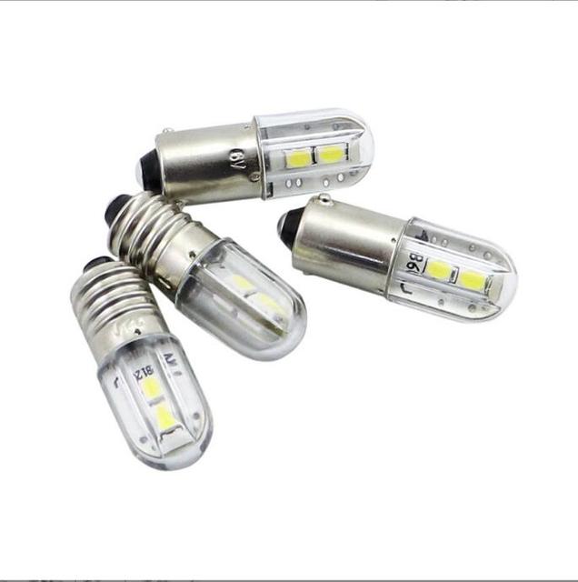 6V 12V 24V 36v 48V 120V  240V E10 LED Bulb 3030 4SMD White 3000K LED Replacement Bulb