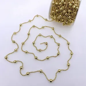 للبيع بالجملة بكرة معدنية على شكل كرة معدنية مطرزة بالخرز لصنع المجوهرات سلسلة ذهبية ملفوفة لصنع المجوهرات بنفسك