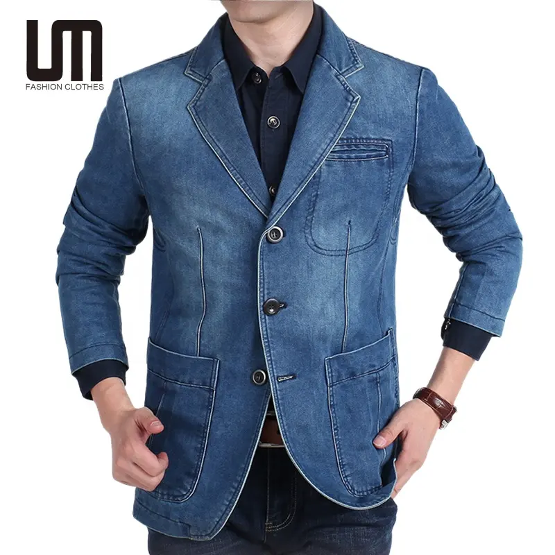 Liu Ming Roupas masculinas da moda casual de manga comprida slim, jaqueta jeans com gola virada para baixo, novidade de 2024, novidade em alta qualidade