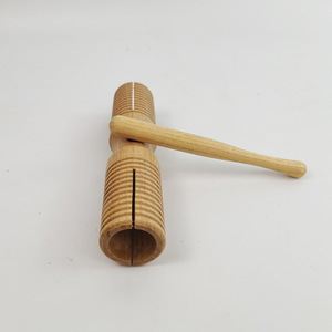 Aplaudidores dobles de madera, instrumento de percusión ranurado para niños, ayuda para la enseñanza musical, color madera natural - Product Image 1