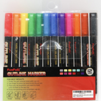 12 couleurs décor de noël contour marqueur ensemble dessin écriture Unique Valve Structure Double ligne métallique marqueurs stylo