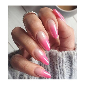 Classique à la mode populaire prix de gros amande Chrome <span class=keywords><strong>faux</strong></span> ongles presse sur <span class=keywords><strong>Transparent</strong></span> brillant <span class=keywords><strong>blanc</strong></span> français pointe presse sur les ongles - Product Image 4