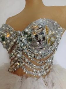 <span class=keywords><strong>Abito</strong></span> da Sera con Corpetto in Cristallo e Perle, Costume Scintillante da Palcoscenico per Donne, Vestito da Ballo - Product Image 6