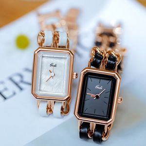 Reloj Rectangular de Oro Rosa para Mujer, Brazalete de Cadena con Múltiples Eslabones, Elegante Reloj de Pulsera de Cuarzo - Product Image 2