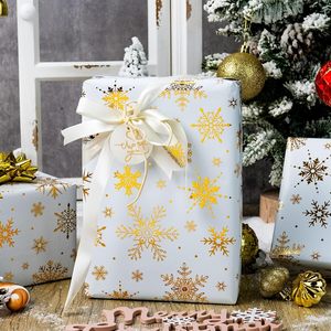 Christmas <b>Wrapping</b> <b>Paper</b> Gold <b>White</b> Snowflakes Roll 46.8 Square Feet Gift Craft Eco Friendly - Product Image 5