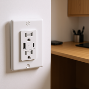 Enchufe de pared con puertos tipo C y tipo A, estación de carga de 24W 15A para uso en el hogar y la oficina. - Product Image 2