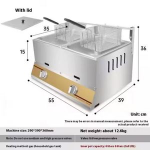 2 Tank 2-Basket 12L Cylinder Gas <b>Fryer</b> with Stainless Steel Construction and Energy-Saving Burner Food Processing <b>Machinery</b> - Product Image 5