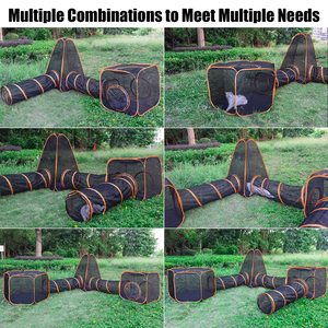 Vendita all'ingrosso della fabbrica Custom 4-In-1 6-In-1 per animali domestici per esterni box per gatti tenda tenda con tunnel per gatti tenda portatile per animali domestici - Product Image 6