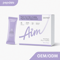 Poudre de remplacement de repas aux baies mélangées personnalisée, avec gomme de pêche et peptide de coquille Saint-Jacques, riche en protéines, qualité alimentaire, faible teneur en sucre, pour la perte de poids