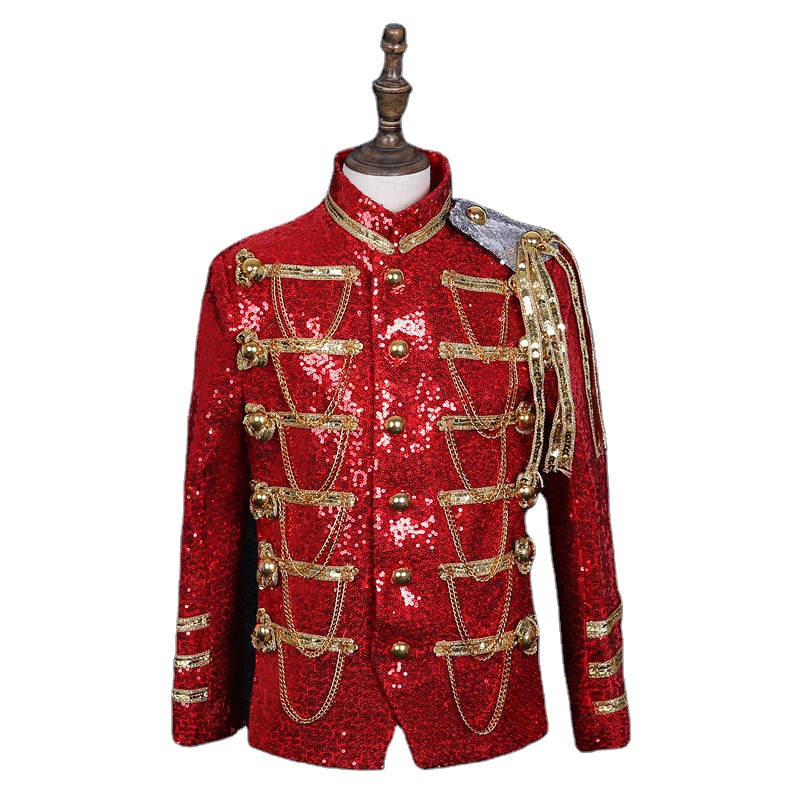 High Quality Renaissance Medieval Men's Suits Sequins Jacket Plus Size Performance Blazer For Men