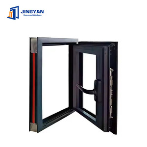 Fenêtre battante moderne en aluminium, isolante thermiquement <span class=keywords><strong>et</strong></span> ignifuge, avec grille de protection horizontale en acier inoxydable. Chambre <span class=keywords><strong>et</strong></span> salon à haute étanchéité - Product Image 1