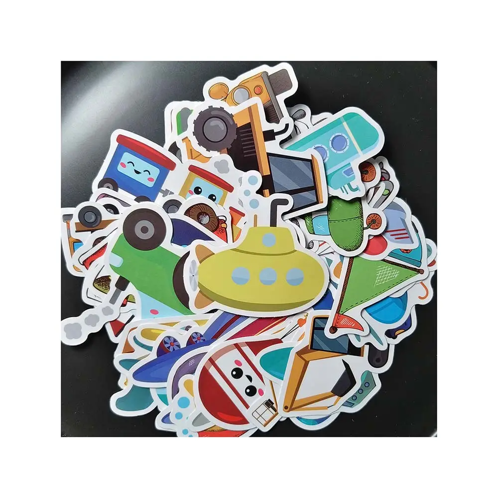 Personalized Cartoon Assorted Transports Die Cut Vinyl Stickers Waterproof Cute adhesive Stickers For Kids