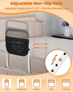 Chiều Cao Có Thể Điều Chỉnh Giường Xử Lý Đầu Giường Hỗ Trợ Với Túi Lưu Trữ Cạnh Giường Lan Can Lan Can Cho Người Cao Tuổi - Product Image 5