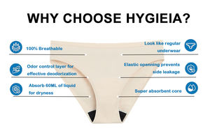 Hygieia Sous-vêtements menstruels personnalisés pour femmes 60ML Fuites abondantes Bragas Menstruales Coton Anti-fuite Culottes menstruelles - Product Image 3