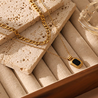 Colliers superposables de luxe minimaliste pour femme, style vintage, en acier inoxydable, avec chaîne serpent et pendentifs cœur et rectangle, ornés de zircon mélangé