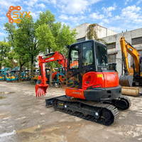 Экономичный Оригинальный Японский Мини-Экскаватор Kubota KX155 с Ковшом 0.2м³ и Грузоподъемностью 5 Тонн, Б/У, на Гусеничном Ходу, для Рекультивации Земель
