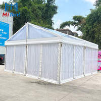 Tente de réception 6x6m transparente, imperméable, résistante aux UV et ignifuge avec structure en alliage d'aluminium pour événements extérieurs et mariages