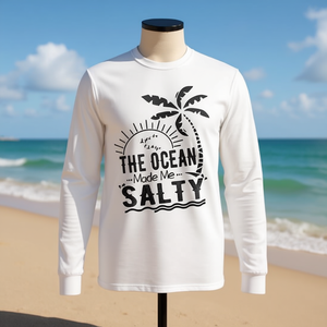 Camiseta de manga larga con diseño temático de playa, The Ocean Made Me Salty - Product Image 3