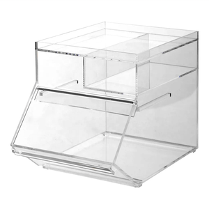 Contenedores de exhibición de paletas de caramelo de acrílico transparente apilable de alta calidad, dispensadores de contenedores de dulces con cuchara - Product Image 1