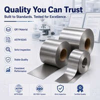 Feuille de titane GR1 0,025 mm ultra-mince ASTM B265 pour électrode de pile à combustible PEM, électrolyseur, taille personnalisée OEM