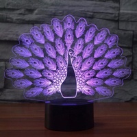 Télécommande 16 Couleurs Personnalisé Acrylique Laser Veilleuse 3D Led Lampe de Bureau Avec Boîte de Batterie