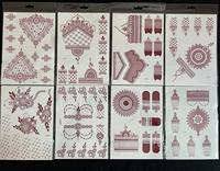 Autocollants de tatouage temporaire au henné rouge de haute qualité, motifs de tatouage au henné marron pour femmes