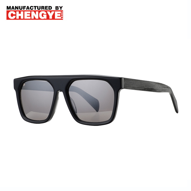 Factory Direct Retro Trendy Vintage Style Square Blue/Gray Frame Acetate Sunglasses Oversized Flat Top Shield Shades for Men