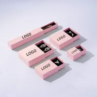 Logotipo personalizado de luxo, cor-de-rosa pequena colar de papelão caixa de jóias de papel personalizado