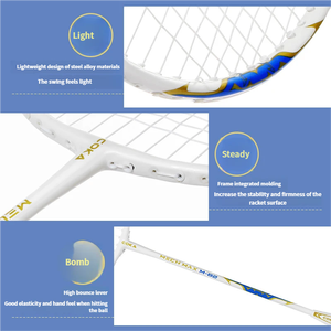 Großhandel <span class=keywords><strong>COKA</strong></span> Modell 82 Stahllegierung Mittlere Härte G4 Griff Badmintonschläger Offensiv Defensiv Leistung Langlebig - Product Image 3