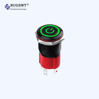 Sakelar Lampu Tombol Tekan 12 Volt, Sakelar Berlampu Logam Tahan Air IP67 untuk Kontrol Industri dan Pengisian Daya