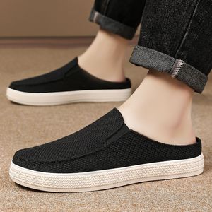 Chaussures décontractées d'été respirantes à bout rond pour hommes, style slip-on, confortables, type 'Daddy Shoes', pour l'extérieur et la maison, avec doublure en tissu tendance - Product Image 3