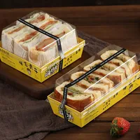 Emballage alimentaire jetable en papier kraft pour sandwichs, pains à hamburger et hot-dogs, avec couvercle en plastique transparent