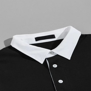 Polo de manga larga para hombre, con bloques de color, tejido, corte regular, diseño informal a rayas, patrón en blanco y negro. - Product Image 6