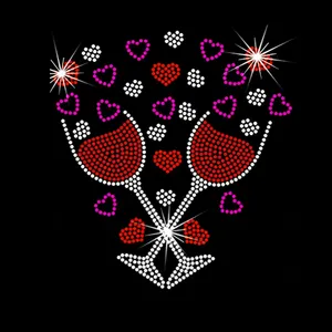 2024 Factory Custom heat press rhinestone transfer valentine crystal sticker garment patches