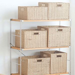 Panier de rangement en rotin blanc avec couvercles, idéal pour jouets et pots de fleurs, pour cuisine, salle de bain et armoire - Vente en gros - Product Image 2